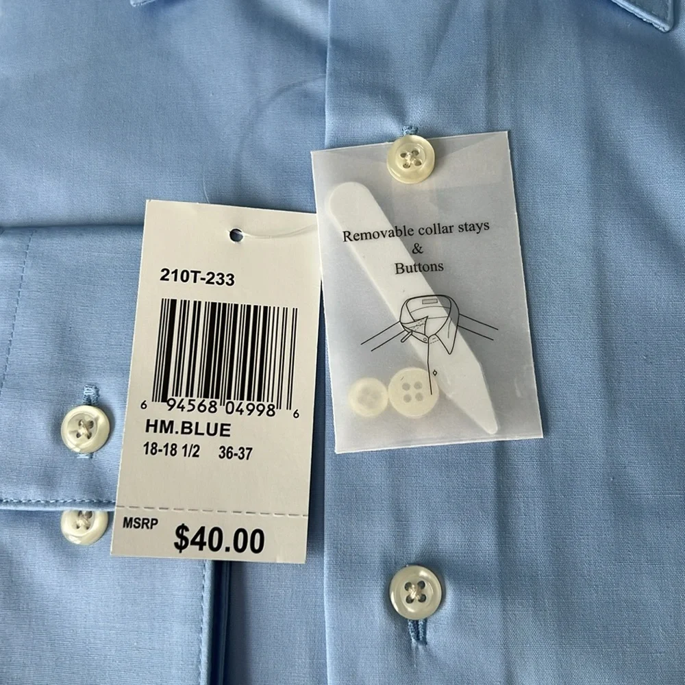 Architect‎ Men's Light Blue Men’s Dress Shirt 18-18 1/2 2XL Tall (36/37) - NWT - Picture 5 of 7